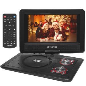 11.5인치 휴대용 DVD 플레이어 9.5인치 회전 화면 5시간 충전식 배터리 자동차 지원 CD / SD 카드 USB 지역 무료 듀얼 스피커 블랙 u2026