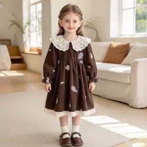 레이스카라 자수 코듀로이 원피스 R29087