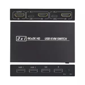 2-in-1 HDMI 호환USB KVM 스위치 HD 2Kx4K 2 호스트 공유 모니터 1개키보드 및 마우스 세트