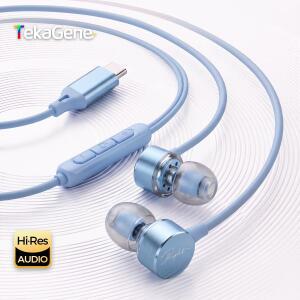 저음의 메탈 헤드폰 유선 DAC USB Type-C 이어폰 마이크 내장 스포츠용 모바일폰 노트북 PC용 음악 헤드셋