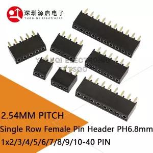 PCB 암 핀 헤더 커넥터 소켓 2.54mm PH6.8 DIP 단일 행 1 x Ah 스트레이트 Rohs 골드 0.1 인치 피치 20 개