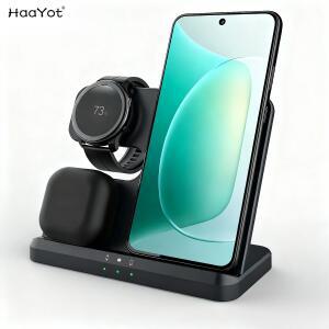 HaaYot 3-in-1 무선 충전 스탠드, 갤럭시 폴드 8, 7, S26, S25 울트라, 워치 9, 7/울트라 2용 고속 스테이