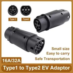 타입 1 to 2 EV 충전기 어댑터 SAE J1772 소켓 32A 250V