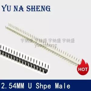10개 2.54mm 2.0mm U자형 단일 행 수형 핀 헤더 1x40P 직각 RA DIP 커넥터 버튼 입력 금색 파손  PCB 점퍼
