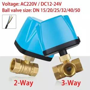 DC12V-24V  AC220V 전기 황동 볼 밸브 3선 2제어 2방향 3방향 DN15 DN20