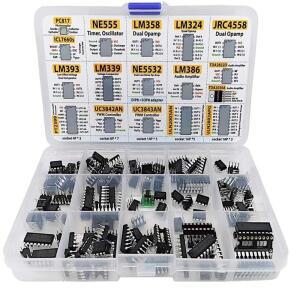 150개들이 DIP 통합 회로 칩 IC 세트 증폭기 LM358 JRC4558 LM393 TDA2030A PT2 PC817 ICL7660 NE555 포함