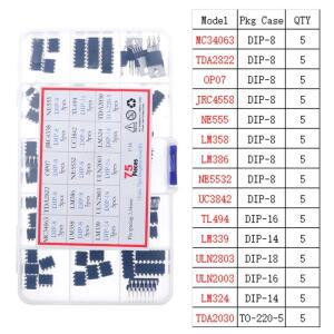 DIP IC 모듬 키트 세트 LM358 ULN2003 LM324 NE555 MC34063 TDA2822 JRC4558 OP07 TDA2030 LM339 15개