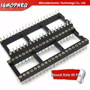 호환  DIP40 라운드 홀 40 핀 2.54MM DIP IC 소켓 어댑터 납땜 유형 40 핀 IC 커넥터 DIP40 5 개