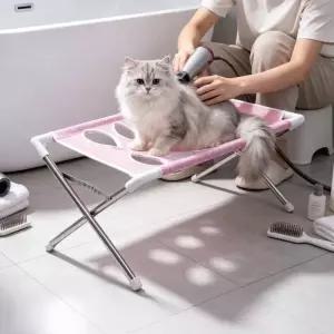 접이식 애완동물 목욕대 강아지 미용용 해먹 다듬기 보조 도구 소형 메시 소재 및 건조 테이블