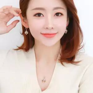 [JHL698Q9_51IP]14K 로즈 골드 큐빅 드롭 원터치 금 귀걸이