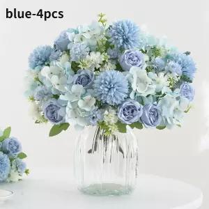 꽃철사 14PCS 인공 꽃 꽃다발, 재사용 모란 국화 룸 홈 꽃다발 수국 줄기,
