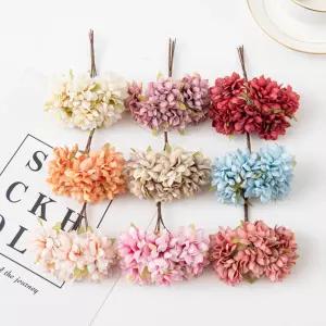 꽃철사 6PCS 11CM 인공 꽃 실크 미니 DECORTION 크리스마스 카네이션