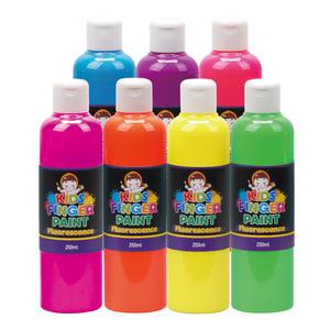 키즈 핑거페인트 형광색 250ml 7색 세트/키즈맘아트 유아 물감 미술 물 놀이 야광 집콕 엄마표미술 홈스쿨
