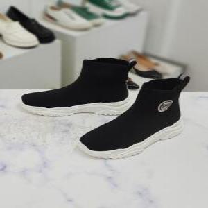 스판 니트 통굽 앵클 여성 부츠 5cm HS18317my