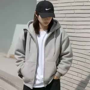 남녀공용 데일리 심플 웜코어 오버핏 기모 후드 점퍼 트렌디 베이직 보온 방한 집업