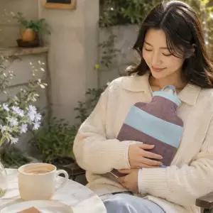 파쉬 보온물주머니 2L+지퍼형 스트라이프 면커버