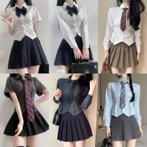 슬림라인 사선컷팅 플리츠치마 프레피룩 세라복 세트