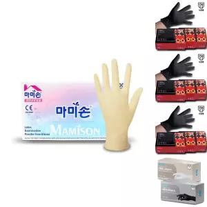 마미손 명진 라텍스 니트릴 장갑 100매 소 중 대/고무/식당/업소/1회용/니트럴/라택스/쉐프/위생/비닐/수술