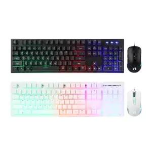 [ABKO] Hacker KM400 레인보우 LED 유선 데스크탑 세트(블랙, 화이트)