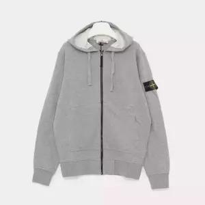 스톤아일랜드 26FW 와펜로고 오가닉 멜란지 코튼 플리스 후드 집업 남성 자켓 L2S156100061 S0M51 V0M64
