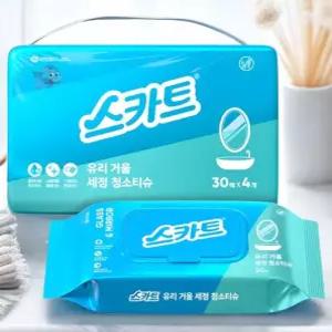 유리 닦는 티슈 거울 세정 얼룩 없는 안생기는 물티슈 30매 4개