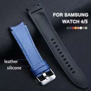 호환  시계 6 5 4 40mm 44mm 시계 밴드에 대한 간격 없음 실리콘 가죽 스트랩 갤럭시 Watch5 프로 클래식 4