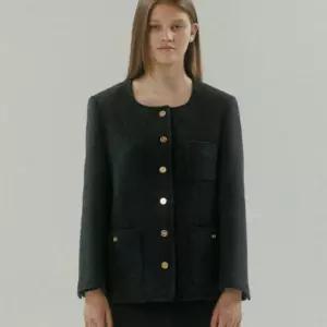튜드먼트 TTUDEMENT WOOL TWEED HALF JACKET CHARCOAL TM23FJK02CH