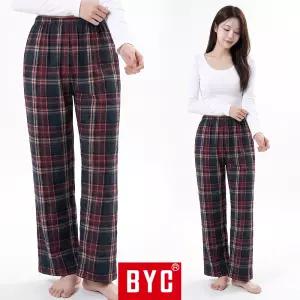 BYC 여성 잠옷 바지 순면 기모 체크 가을 겨울 여자 파자마 홈웨어 하의 빅사이즈 NCG1223W