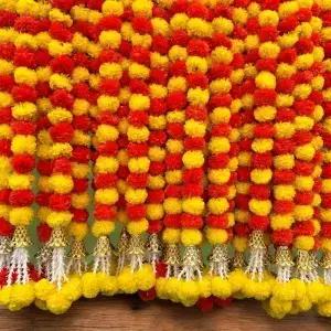 인공 메리골드 꽃 화환 플라스틱 인도 디왈리 축제 멕시코 죽은 자의 날 크리스마스 파티 장식용