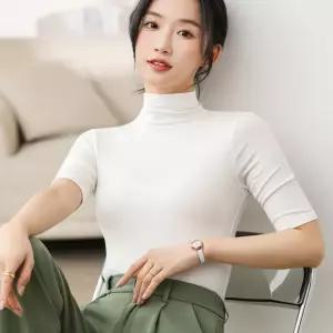 솔리드 모달 폴라 반팔목티 반목티 2장묶음 반목티 봄 가을겨울 모달 폴라 여름 여성 반팔