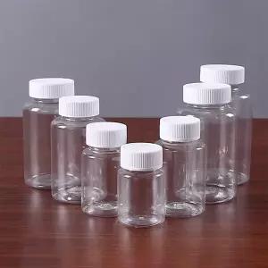 50pcs 플라스틱 병 15ml 20ml 30ml 50ml 80ml 100ml 빈 투명 밀봉 샘플 병 고체 분말 의약품 알약 용기 항