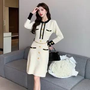 루씨앤 니트원피스 럭셔리 결혼식 하객룩 정장 여성 섹시 가을 겨울 8512