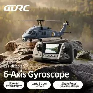 4DRC L2 RC 아파치 전투 헬리콥터 8K 항공 촬영 6축 자이로스코프 싱글 로터 플라이바리스 내장 스크린