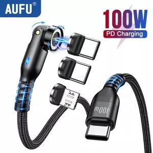 호환 AUFU 9핀 100W 마그네틱 타입 C to USB C 케이블 전선가리개 5A 고속 충전 마그넷 충전기 타입 데이터