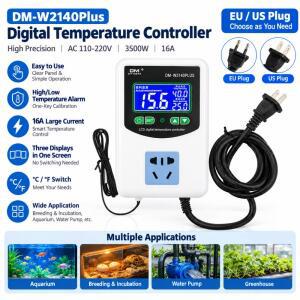 DM-W2140Plus 고정밀 LCD 디지털 온도 조절기, AC 110~220V, 3500W, 16A, 스마트 제어 기능이 있는 콘센트