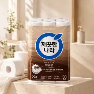 깨끗한나라 순수시그니처 화장지 브라운 30m 30롤 2팩