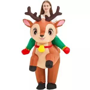 크리스마스 타는 루돌프 인형탈 의상 에어슈트 할로윈 풍선 옷 산타 파티