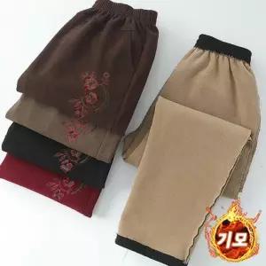 중년여성바지 캐주얼 가을 겨울 와이드팬츠 할머니 기모 보온 바지 엄마용 하이웨이스트 방한바지