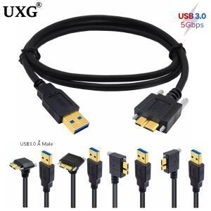 5M 3M USB 3.0 A 수-마이크로 B 케이블 각도 90 수 잠금 나사 포함  데이터 동기화 코드 카메라 하드 드라