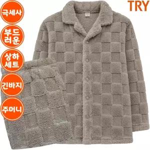 트라이 남자 겨울 밍크 수면 잠옷 상하세트 K72M