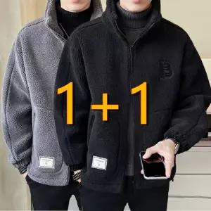 1+1 겨울 남성 루즈핏 캐주얼 패션 패딩 기모 도톰 보온 퍼 집업 하이넥 코트