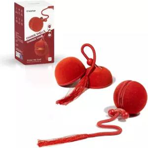 치어블 위키드볼 듀오2 고양이 자동 장난감 전동 캣볼 교체형 쉘 2종 꼬리형 USB-C 충전 레드
