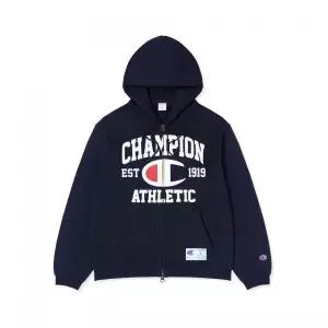 CHAMPION 로고 벌룬핏 기모 후드 집업 Navy