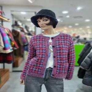 베네통/애플아울렛/알파카 혼방 체크 가디건/BAKC61561