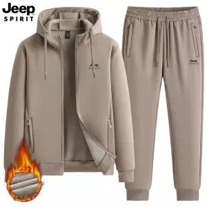 JEEP SPIRIT 남성 겨울 기모 트레이닝복 세트 후드집업 방한 보온 상하의