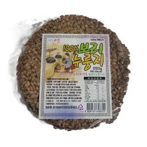 100%보리누룽지250g 인증받은 (무유기합성농약,무화학비료)유기농 늘보리로만 만들었읍니다.