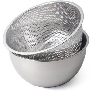 스텐믹싱볼세트 24cm 믹싱볼+타공볼 (3822) 스텐레스 펀칭볼