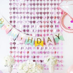 [파티쇼]파티장식은박수술커튼(하트로즈골드) 생일 축하 소품