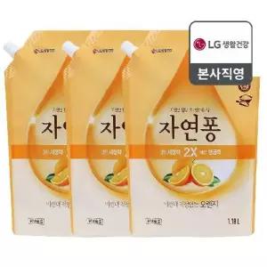 자연퐁 주방세제 오렌지 리필 1.18L x 3개