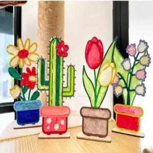 우드 스탠드 꽃 만들기 diy 키트 한지 공예 봄 여름 미술 놀이 재료 수업 초등 돌봄 방과후 위클래스